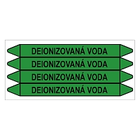 Značení potrubí, deionizovaná voda,4 ks, 250 × 26 mm
